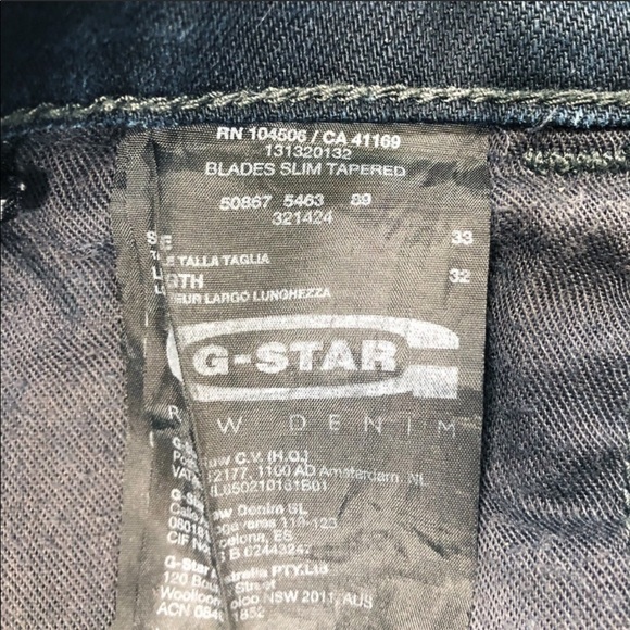 G-Star Raw Slim Tapered Jeans 29” Inseam - Picture 8 of 8